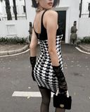  ĐẦM HOUNDSTOOTH ĐEN TRẮNG BM D8163 