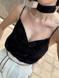 ÁO ĐEN NHUNG HAI DÂY +CHOKER   A8615 