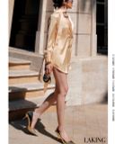  ĐẦM VÀNG VEST LỤA TAY DÀI Champagne Silk Blazer - D1476 