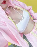  Choker hoa trà kem ngọc trai P142 P1421 
