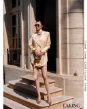  ĐẦM VÀNG VEST LỤA TAY DÀI Champagne Silk Blazer - D1476 