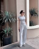  Greyline WideLeg Pleated Pants QUẦN THUN XÁM XẾP LY THẮT NƠ Q1921 
