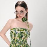  Bamboo Dress + Flower Đầm Trắng Xanh D7492 