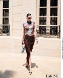  ÁO SÁT NÁCH XANH LOANG NÂU Azure Ink Cheongsam Top - S464A9 