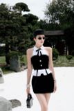  ÁO TRẮNG SƠMI YẾM+CORSET ĐEN NHUNG A11552 