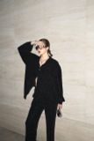  Velour Zebra Oversized Shirt Áo đen sơ mi form rộng Vân nhũ K5A129 
