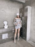  SET XÁM LOANG ÁO TRỄ VAI+VÁY BỒNG S6752 