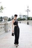  ÁO ĐEN KIM TUYẾN TRÁI TIM + HOA BẠC Chérie Noir    D646A2 