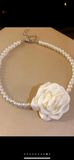  Choker hoa trà kem ngọc trai P142 P1421 