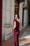  Burgundy Velvet Curve Jumpsuit JUM DÀI ĐỎ NHUNG +BELT ĐỎ  J231 