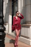  Burgundy Satin Shirt - ÁO ĐỎ SƠMI TAY DÀI  A126108 