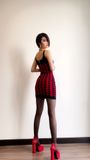  ĐẦM HOUNDSTOOTH ĐEN ĐỎ BM D8162 