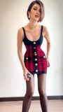  ĐẦM HOUNDSTOOTH ĐEN ĐỎ BM D8162 
