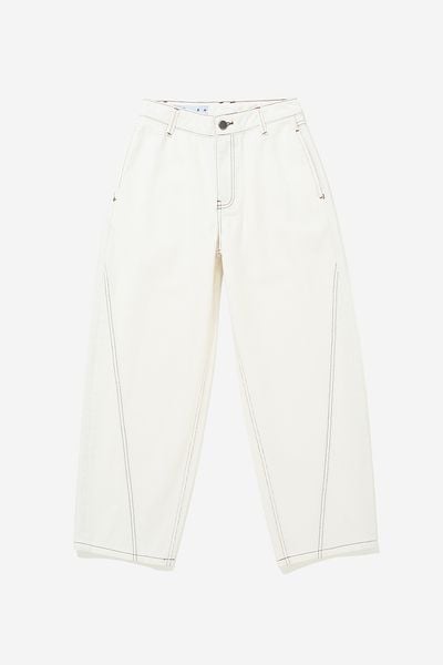 QUẦN JEAN NỮ ỐNG CONG BASIC - Trắng
