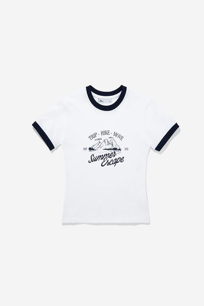 ÁO THUN NỮ RINGER SUMMER ESCAPE - Xanh dương