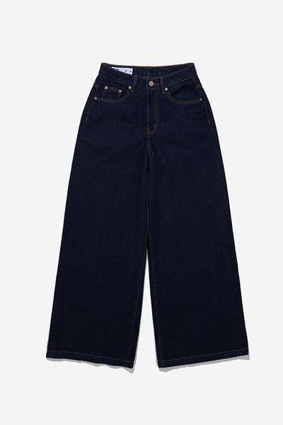 QUẦN JEAN NỮ ỐNG SIÊU RỘNG BASIC - Indigo