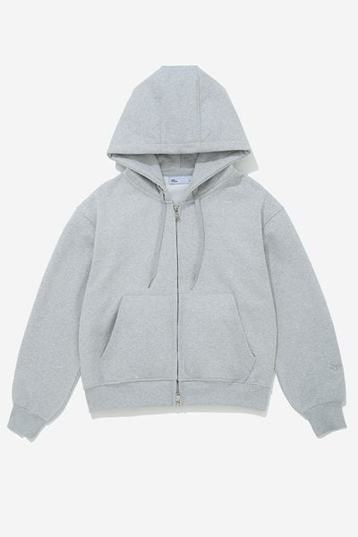 ÁO KHOÁC NỈ BOXY LOGO - Xám