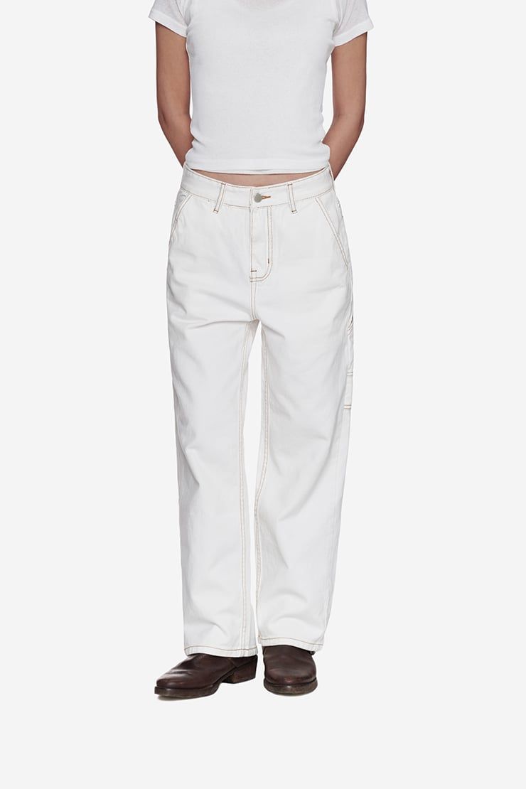 QUẦN DENIM NỮ ỐNG ĐỨNG CARPENTER - Trắng