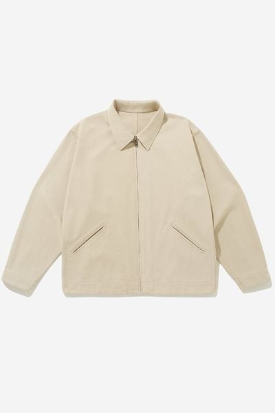 ÁO KHOÁC KAKI CROP BASIC - Kem