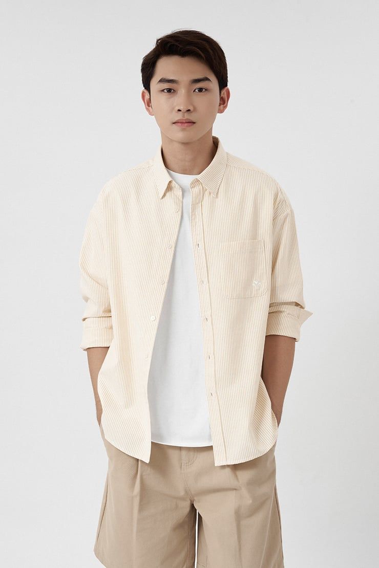 ÁO SƠ MI REGULAR LONGSLEEVE OXFORD - Sọc vàng