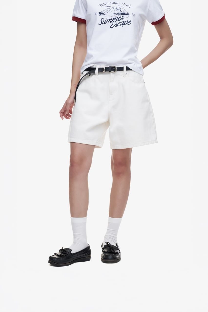 QUẦN SHORT JEAN NỮ DAD - Trắng