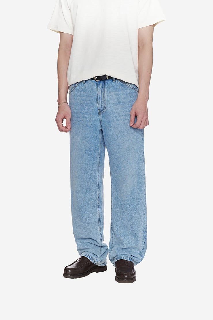QUẦN DENIM NAM ỐNG RỘNG BASIC - Xanh nhạt