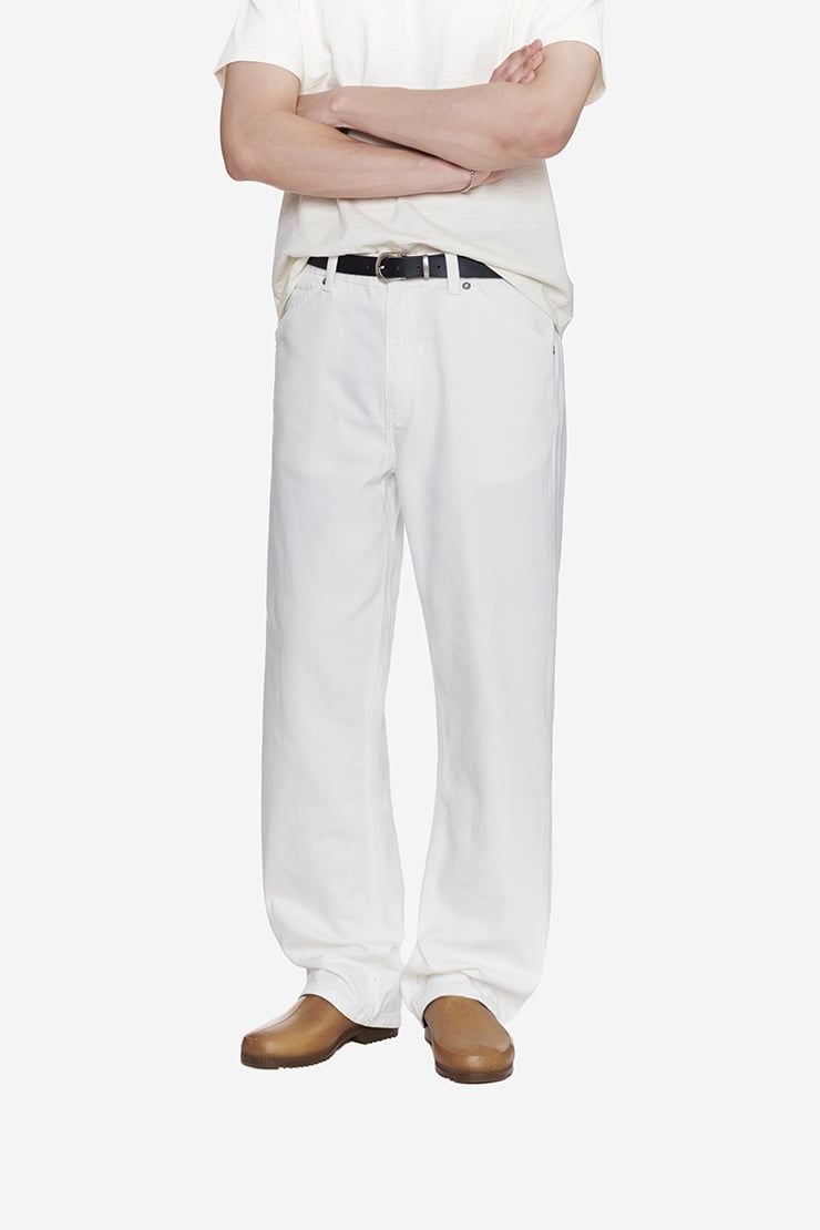 QUẦN DENIM NAM ỐNG RỘNG BASIC - Trắng