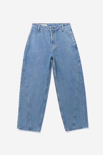 QUẦN JEAN NỮ ỐNG CONG BASIC - Xanh