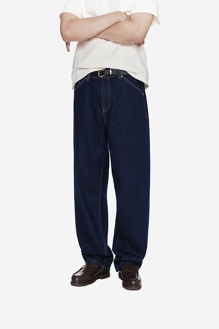 QUẦN DENIM NAM ỐNG RỘNG BASIC - Indigo