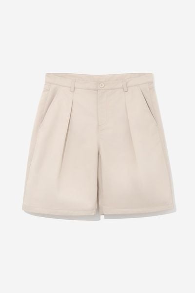 QUẦN SHORT KAKI NAM PLEATED 2.0 - Tan
