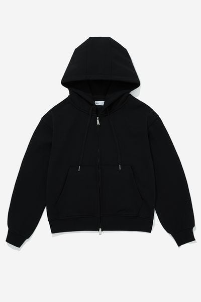 ÁO KHOÁC NỈ BOXY LOGO - Đen