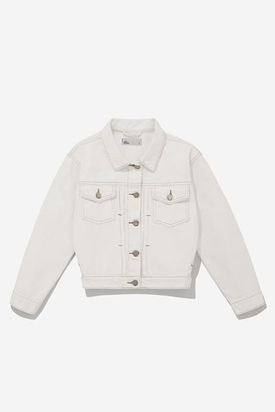 ÁO KHOÁC JEAN NỮ CROP PLEAT - Trắng