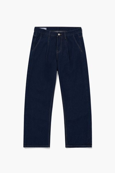 QUẦN JEAN NAM ỐNG RỘNG PLEATED - Xanh đậm