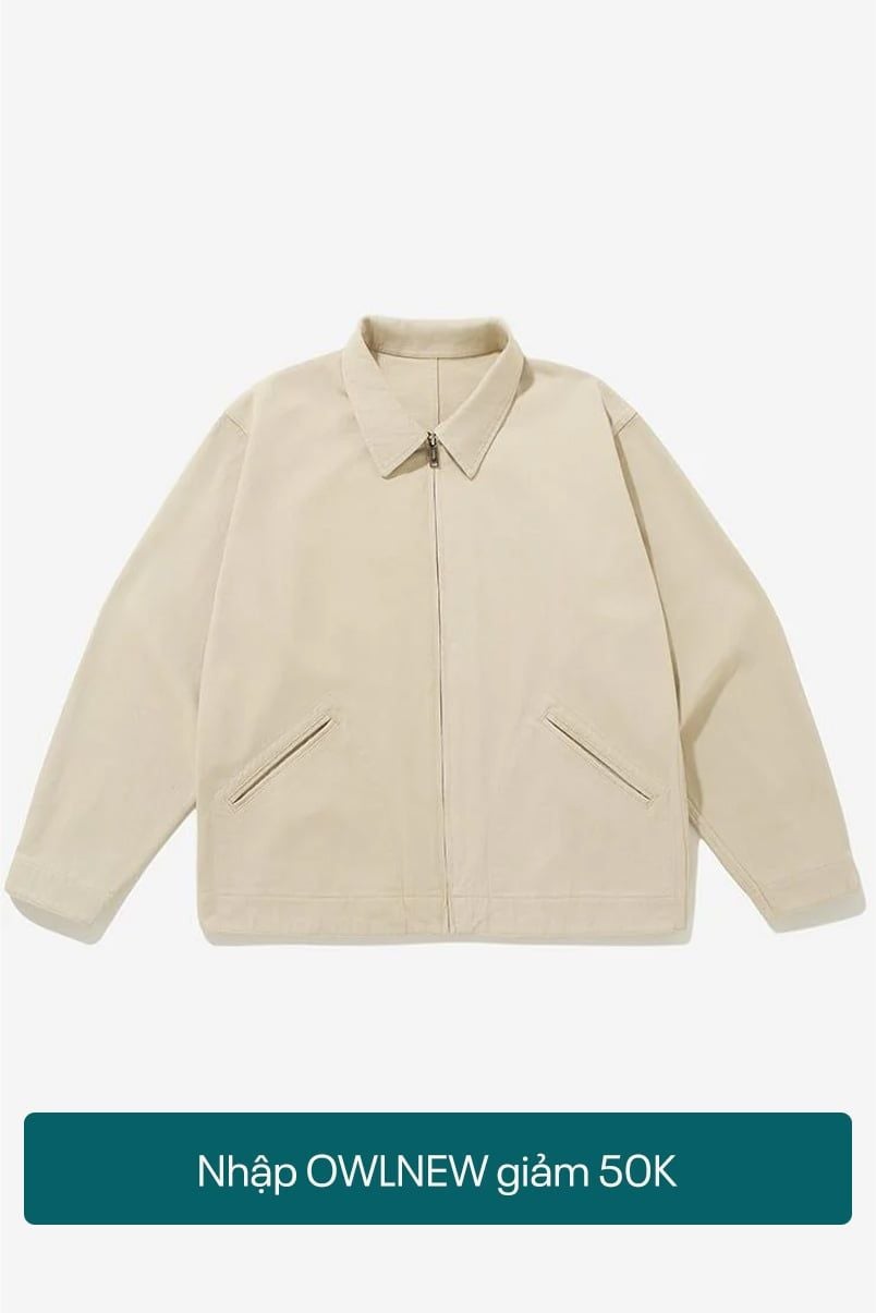 ÁO KHOÁC KAKI CROP BASIC - Kem