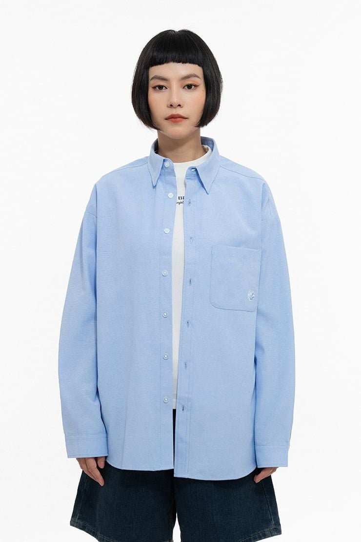 ÁO SƠ MI REGULAR LONGSLEEVE OXFORD - Babyblue