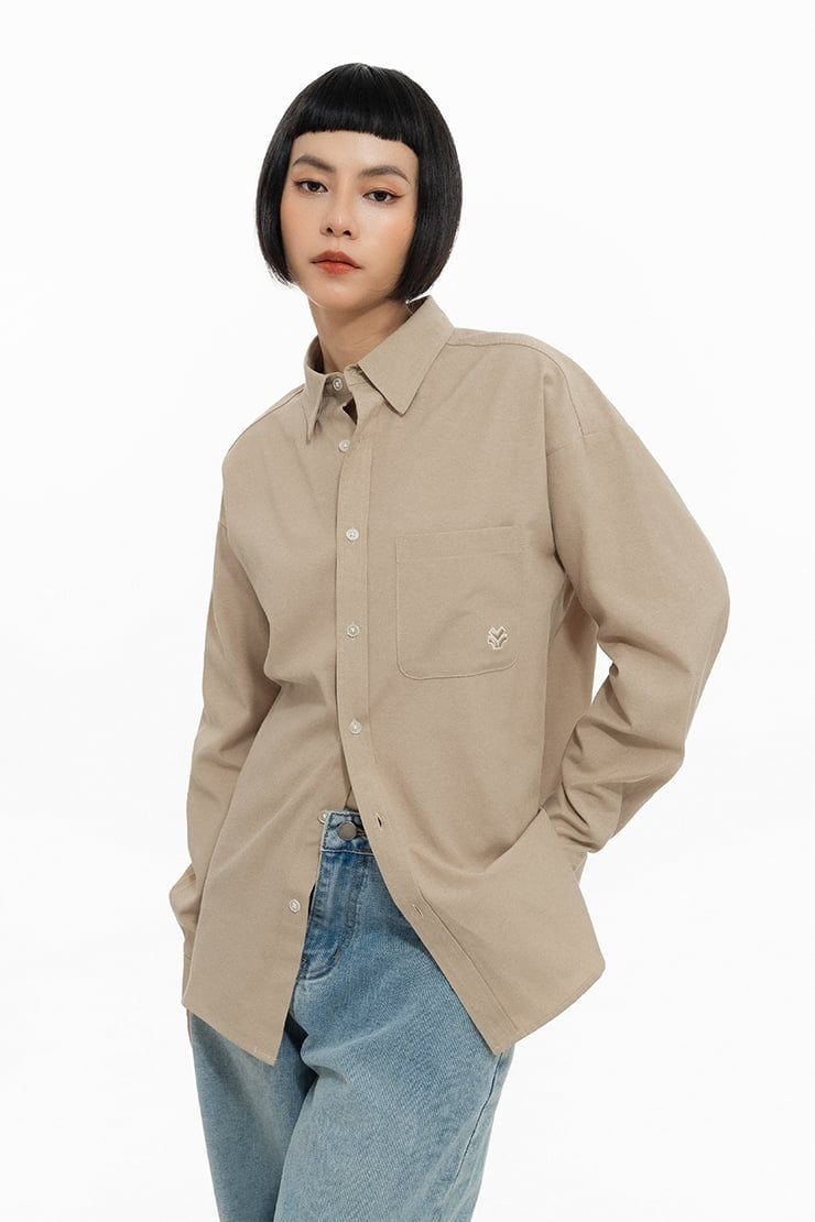 ÁO SƠ MI REGULAR LONGSLEEVE OXFORD - Tan