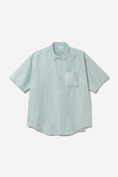 ÁO SƠ MI REGULAR OXFORD - Sọc xanh lá