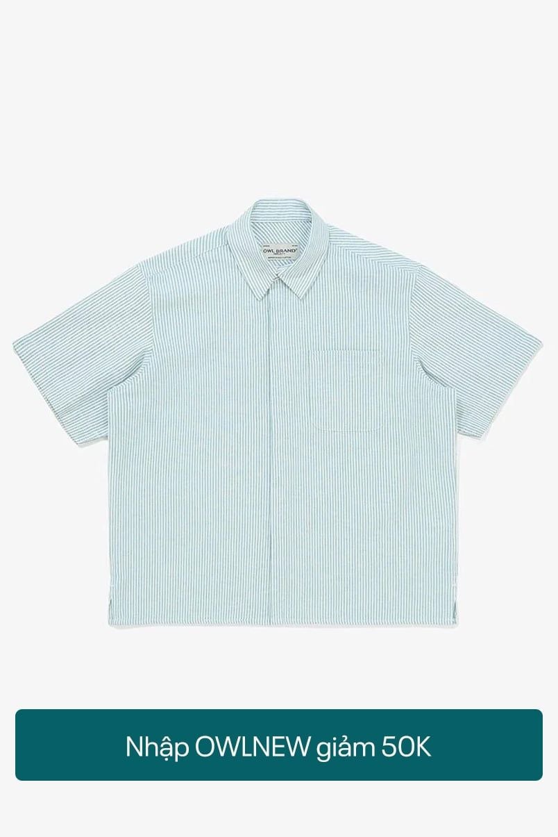 ÁO SƠ MI BOXY OXFORD - Sọc xanh lá