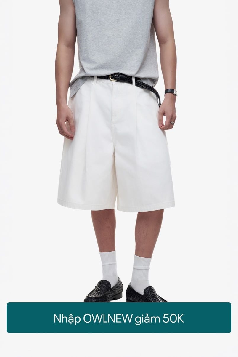 QUẦN SHORT DENIM ỐNG CONG BASIC - Trắng