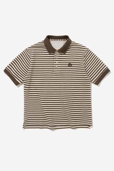 ÁO POLO NAM BOXY STRIPED - Nâu