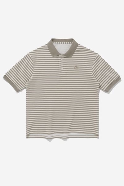 ÁO POLO NAM BOXY STRIPED - Xám xanh