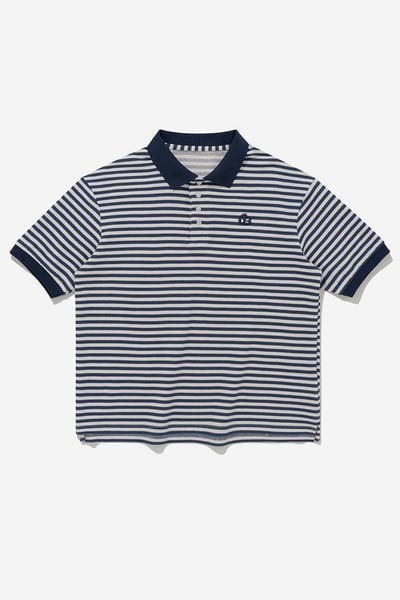 ÁO POLO NAM BOXY STRIPED - Navy