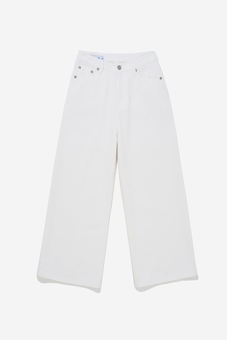 QUẦN DENIM NỮ ỐNG RỘNG BASIC - Trắng