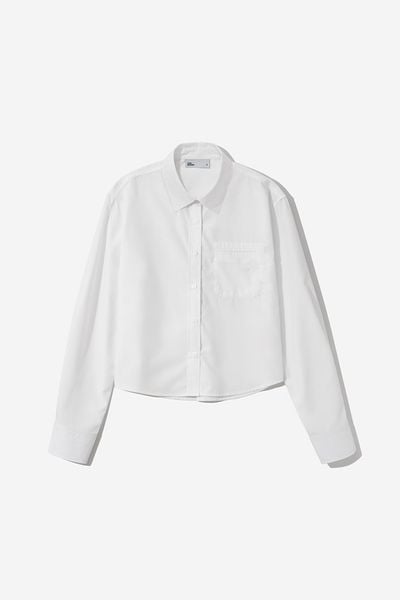 ÁO SƠ MI NỮ CROP BASIC KTS - Trắng
