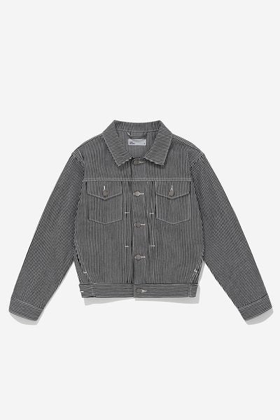 ÁO KHOÁC JEAN NỮ PLEAT STRIPED - Sọc đen