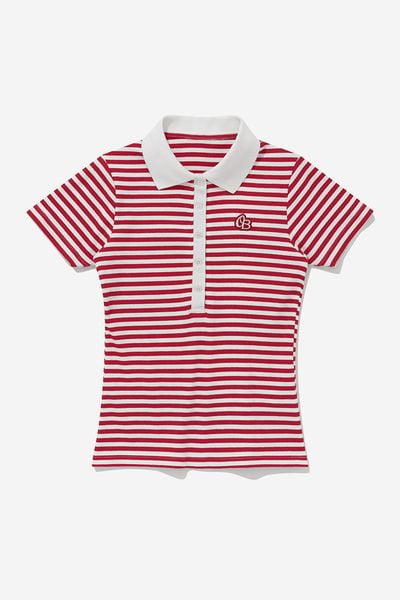 ÁO POLO NỮ STRIPED RIBBER - Đỏ