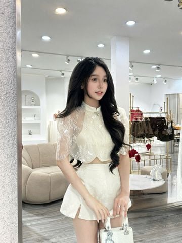 Set áo yếm gấm phối ren kim sa phối cv from A (P11)