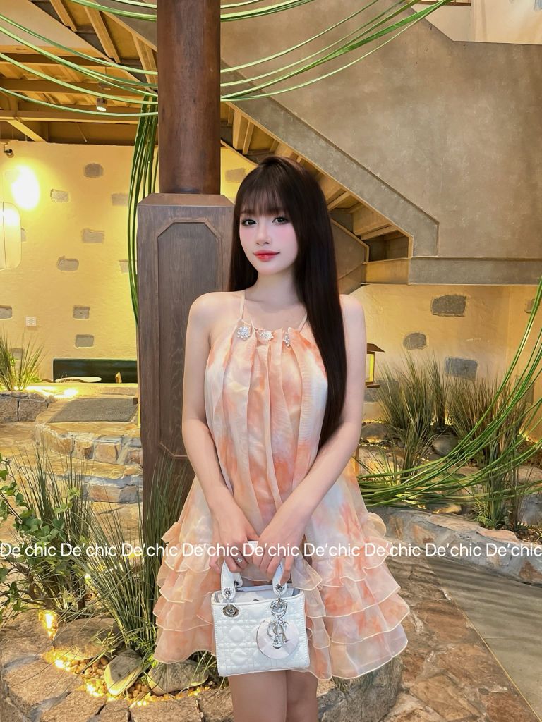 Đầm dây babydoll loang