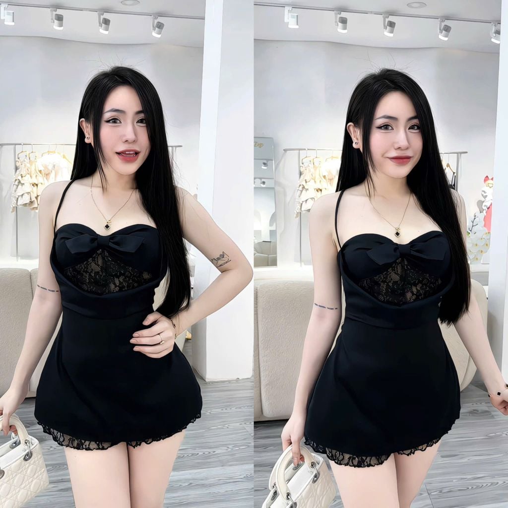 Jum hai dây đính nơ dáng xòe nhẹ (U33)
