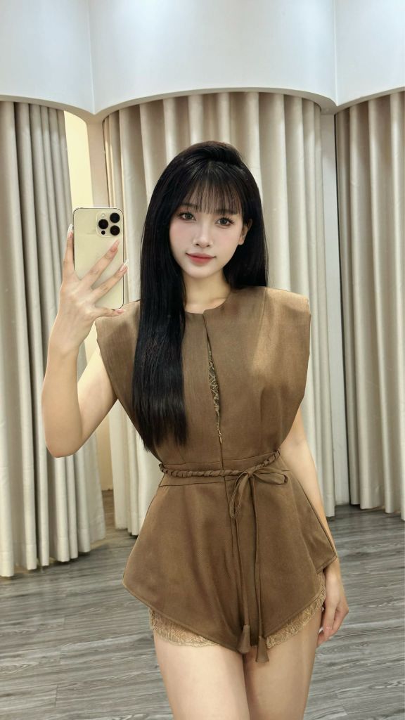 Jumb phối ren kèm dây thắt eo (E73)